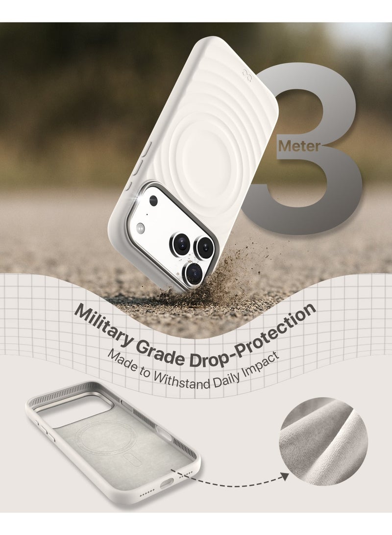 INFINYTY iPhone 17 Pro Premium Ripple Silicone Case with Metallic Camera Frame- QuiverX Beige, MagSafe Compatible, Slim, Shockproof Cover with Ultra-Soft Microfiber Lining, Military-Grade Drop Protection, Light-Weight, Raised Edges for Secure Grip - Image 2