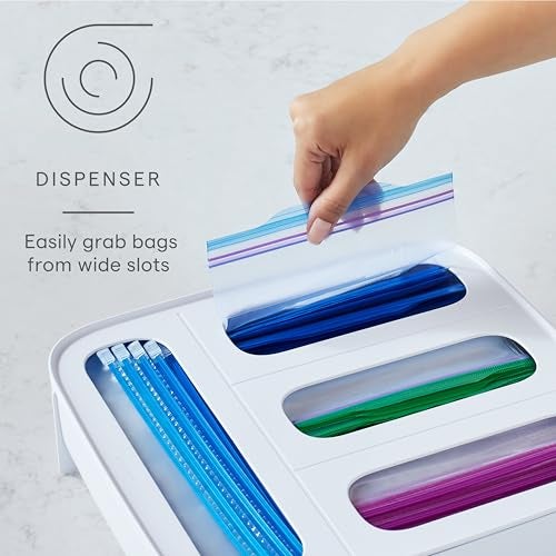 YouCopia StoraBag Food Bag Dispenser, Family Size 4-Slot, Plastic Sandwich Bags Drawer Organizer for Kitchen Storage - Image 2