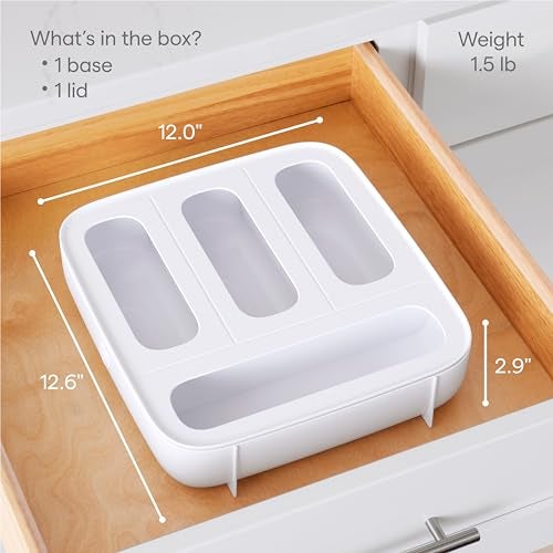 YouCopia StoraBag Food Bag Dispenser, Family Size 4-Slot, Plastic Sandwich Bags Drawer Organizer for Kitchen Storage - Image 4