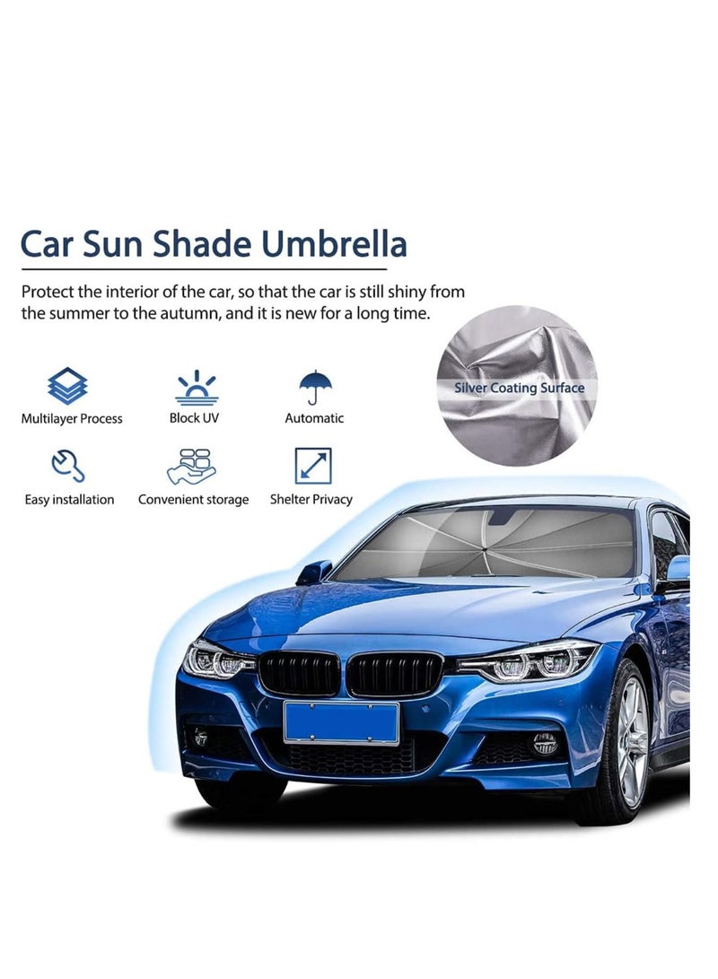 Car Windshield Sun Shade Umbrella, Foldable Car Windshield Sunshade, Brella Shield for Car, Car Umbrella Sun Shade Protect Vehicle from UV Sun and Heat - Image 2