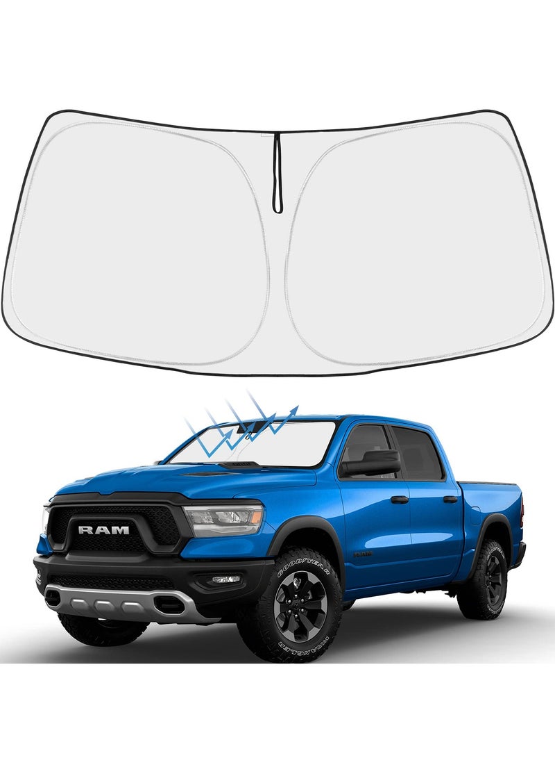 Generic Proadsy Front Windshield Sun Shade Foldable Sunshade Protector Custom Fit 2019 2020 2021 2022 2023 Dodge RAM 1500 2Dr RegularCab, 4Dr QuadCab, CrewCab, MegaCab Pickup Accessories 2023 Upgrade 