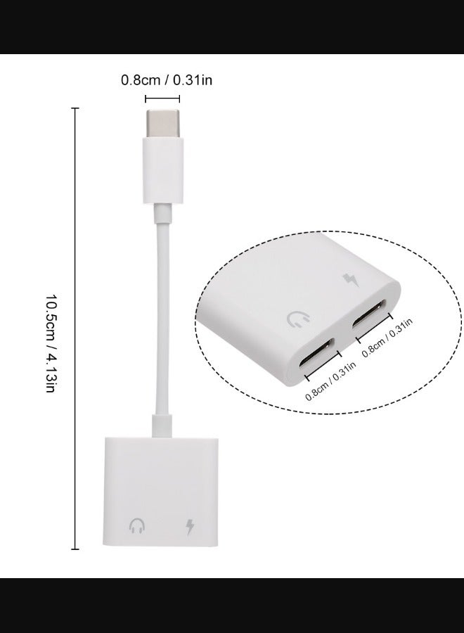 محول سماعة رأس صوتية من النوع C مع منفذ شحن USB - Image 2