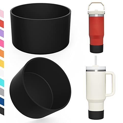 Airboat Upgrade 2PCS Protective Silicone Boot Bumper for Stanley Quencher Adventure 40oz 30oz IceFlow 20oz 30oz Tumbler, Water Bottle Bottom Sleeve Cover Accessories for Stanley Mug Cup(Black) - Image 1