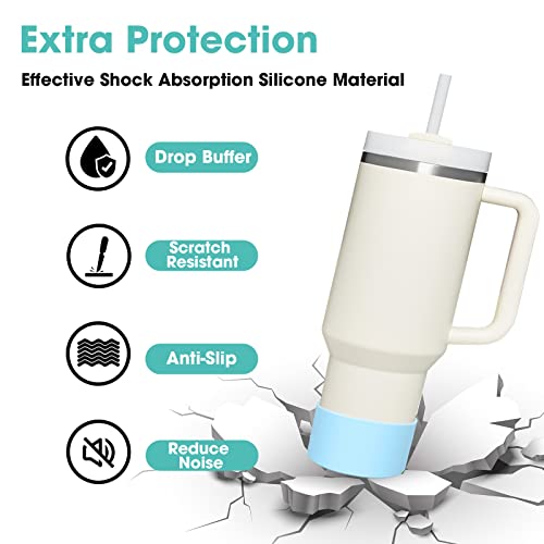 Airboat Upgrade 2PCS Protective Silicone Boot Bumper for Stanley Quencher Adventure 40oz 30oz IceFlow 20oz 30oz Tumbler, Water Bottle Bottom Sleeve Cover Accessories for Stanley Mug Cup(Black) - Image 3