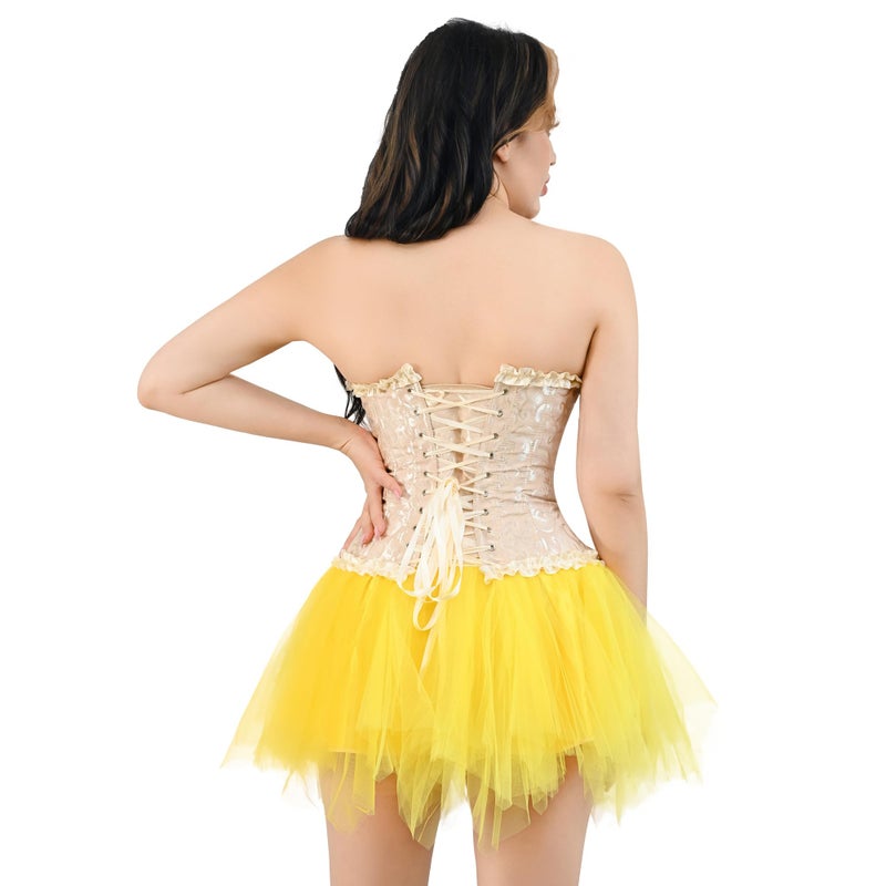 frawirshau Corsets for Women Beige Corset Bustier For Ren Faire Cosplay Small - Image 3