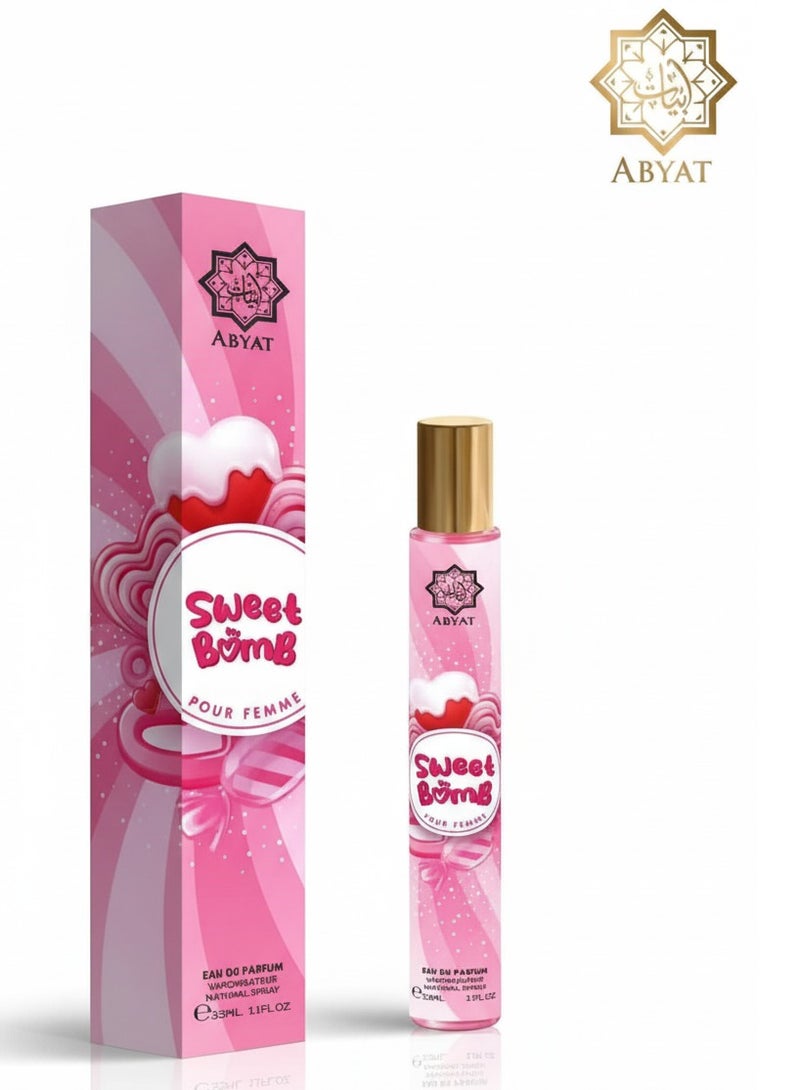 ABYAT Sweet Bomb Pour Femme Eau De Parfum – Sweet Fruity Candy Long Lasting Fragrance for Women 33ml (Pink & Gold) - Image 1