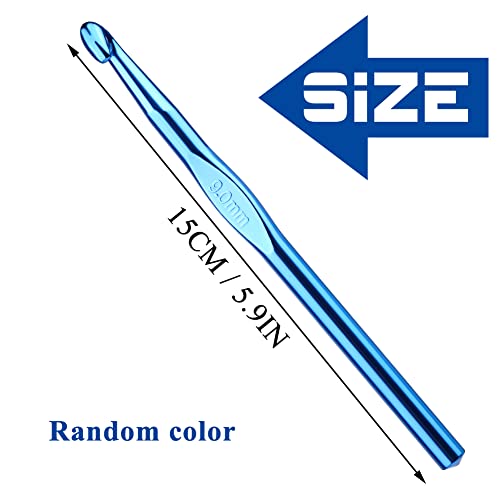 Iuuidu 9mm Aluminum Crochet Hook, Smooth Crochet Needles, Knitting Needles for Yarn Craft, Great Handmade DIY Present for Friends, Random Color - Image 2