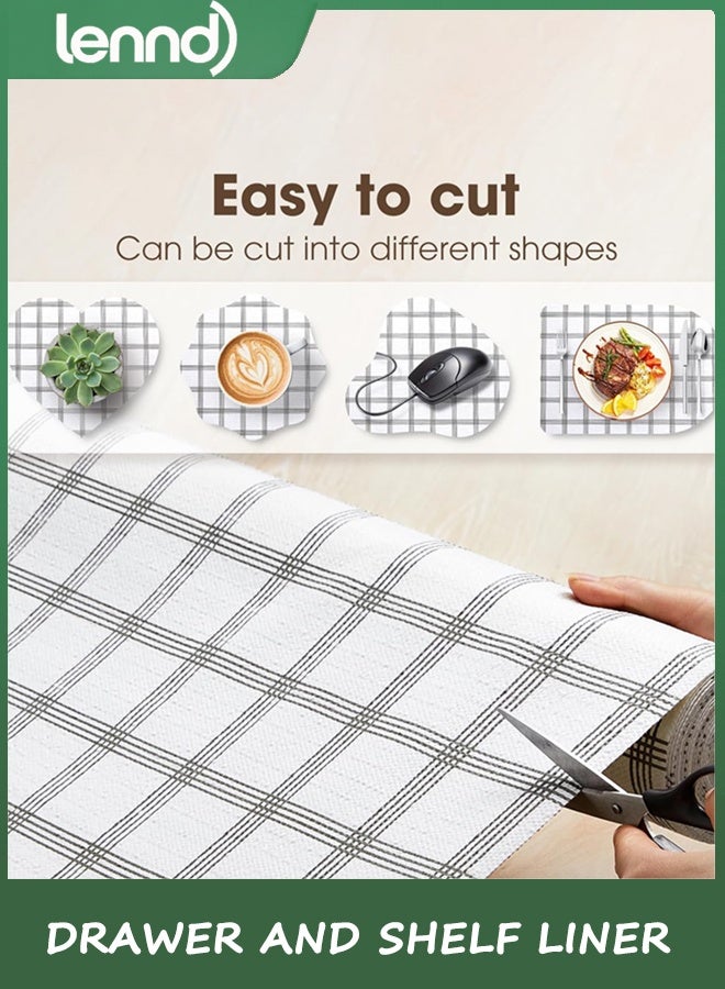 LENND Drawer and Shelf Liner, Non-Slip Kitchen Cabinet Liners Non-Adhesive Thick Strong Grip Waterproof Washable Mats Protect Dresser Shelves Cupboard Bathroom Cabinets, White Stripes, 0.45CM*3M - Image 3