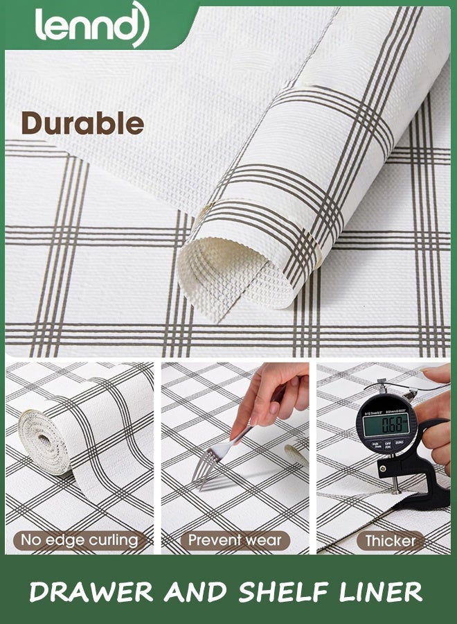 LENND Drawer and Shelf Liner, Non-Slip Kitchen Cabinet Liners Non-Adhesive Thick Strong Grip Waterproof Washable Mats Protect Dresser Shelves Cupboard Bathroom Cabinets, White Stripes, 0.45CM*3M - Image 5