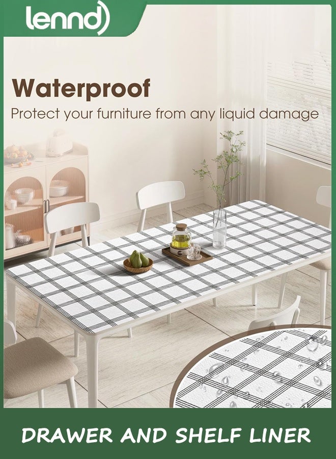 LENND Drawer and Shelf Liner, Non-Slip Kitchen Cabinet Liners Non-Adhesive Thick Strong Grip Waterproof Washable Mats Protect Dresser Shelves Cupboard Bathroom Cabinets, White Stripes, 0.45CM*3M - Image 4