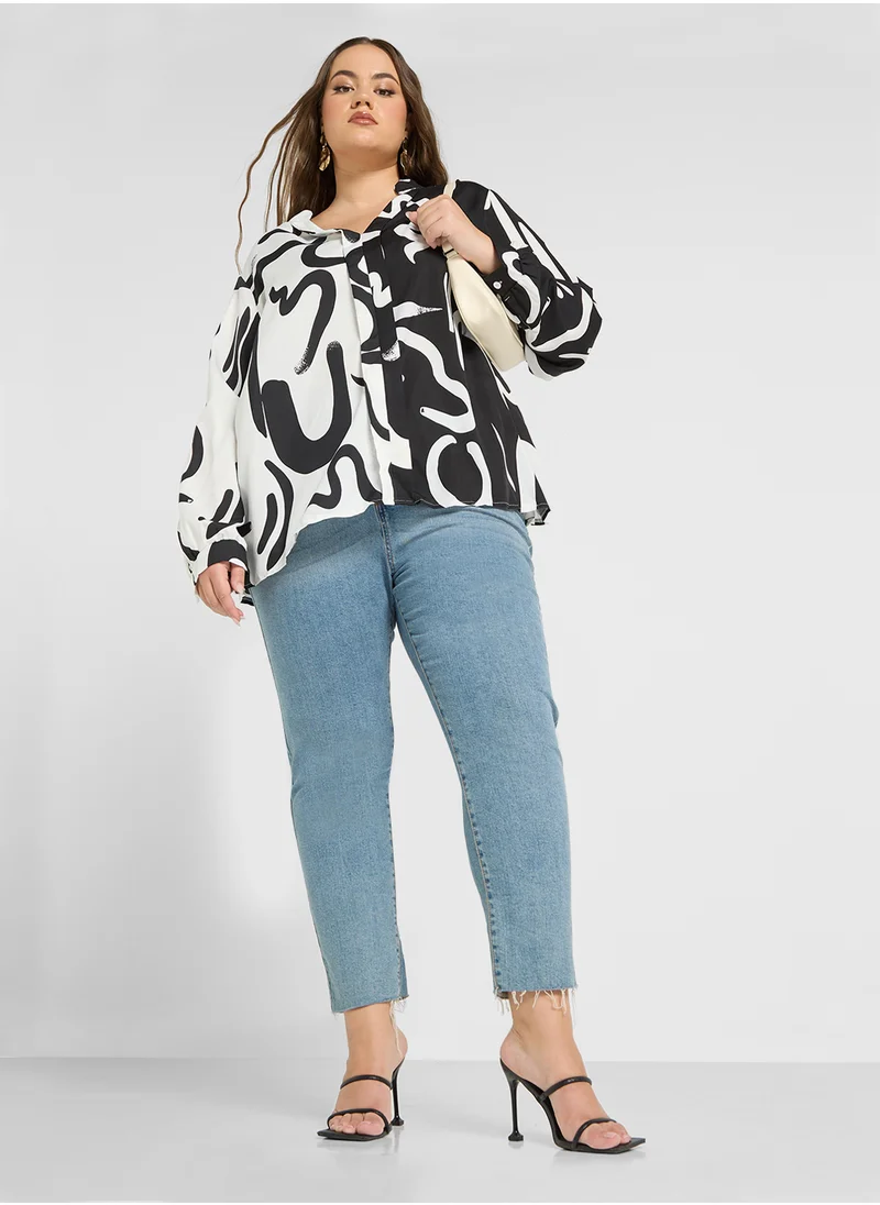 جينجر بلس Abstract Print Shirt