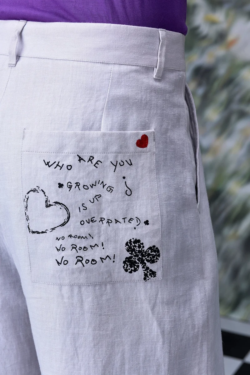 Genes Lecoanet Hemant Pearl Grey Linen Trousers