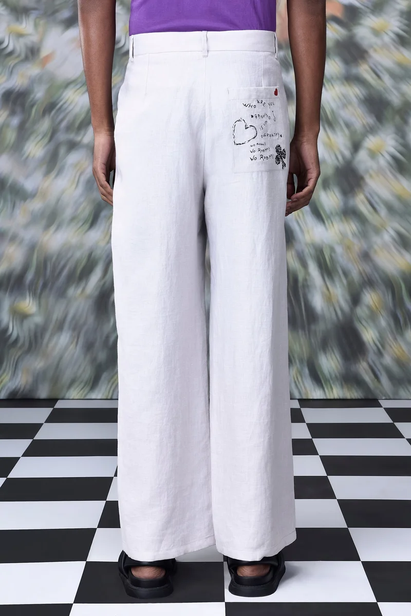 Genes Lecoanet Hemant Pearl Grey Linen Trousers