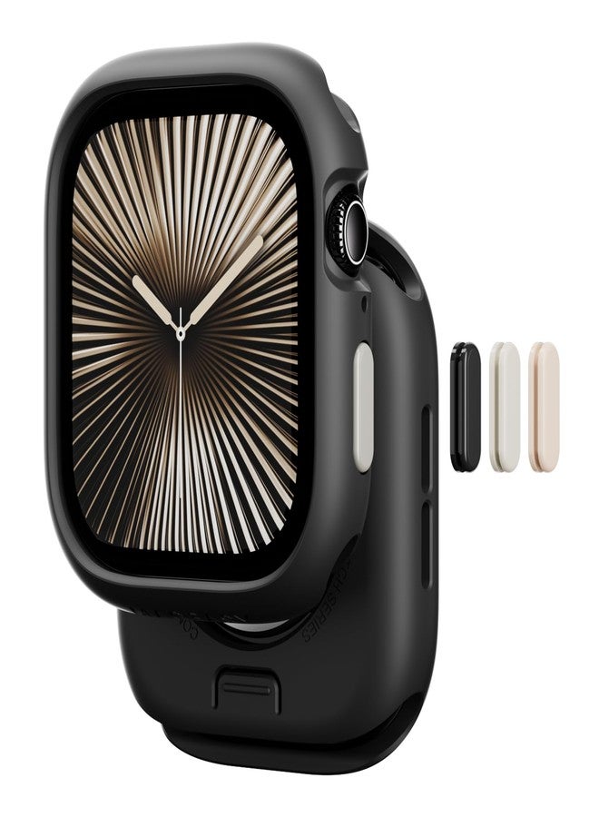 MAGEASY Designed for Apple Watch Series 11 Case 42mm | Shockproof Silicone Bumper with Customizable Buttons, Military Grade Durable Protective iWatch Cover, Skin Series - Black - Image 1