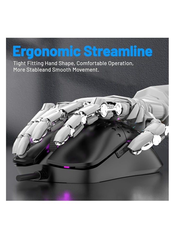 White Wired RGB Gaming Mouse – Lightweight, 4 Adjustable DPI up to 3600, 6 Programmable ons, Ergonomic Design for Windows, Mac, PC, Laptop - Image 4