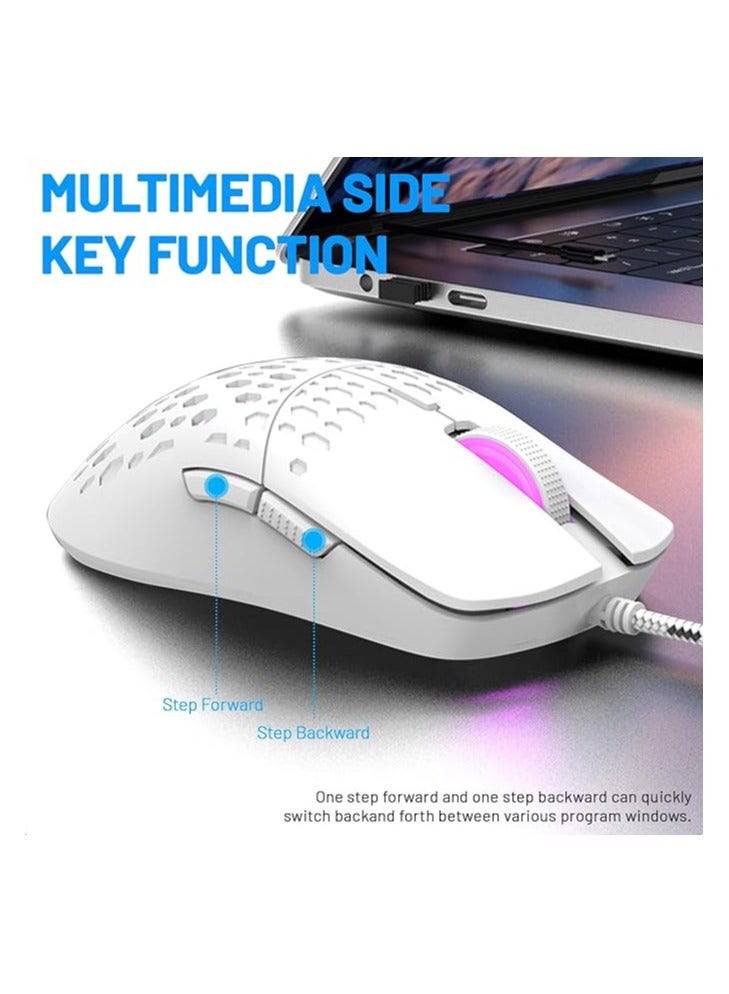 White Wired RGB Gaming Mouse – Lightweight, 4 Adjustable DPI up to 3600, 6 Programmable ons, Ergonomic Design for Windows, Mac, PC, Laptop - Image 5
