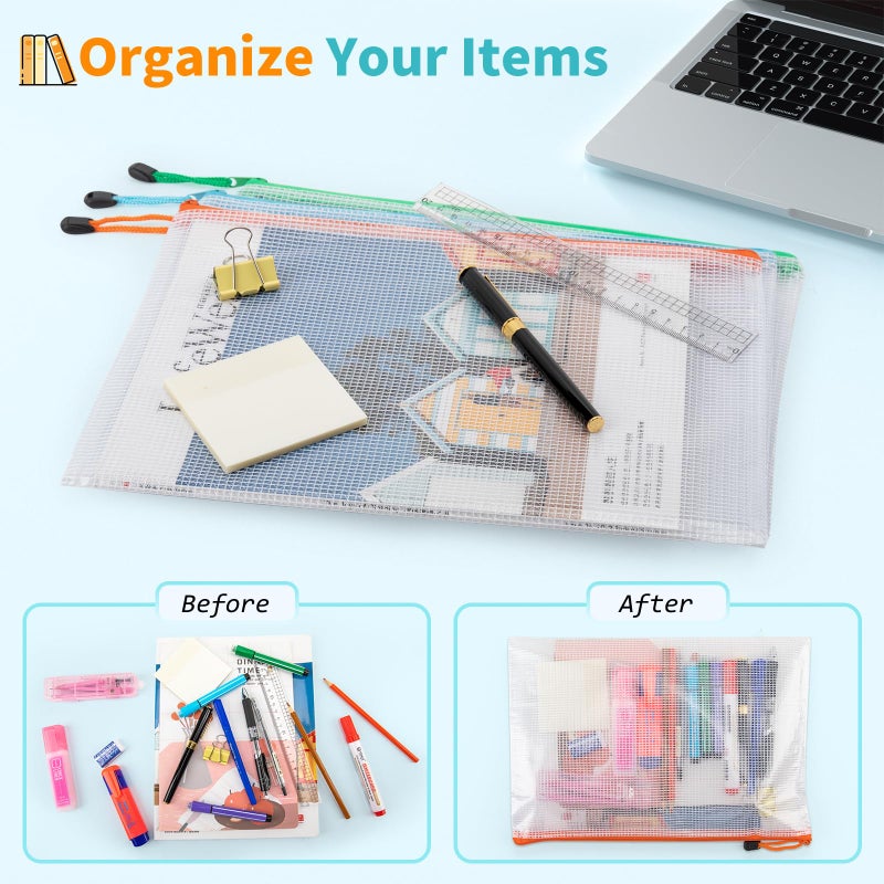 Umriox 24 Pack 12 Colors Zipper Pouches for Organizing, Letter Size, A4 Size, Zipper Bags for Puzzles & Board Game Storage, Office Supplies Travel Toiletries - Image 4