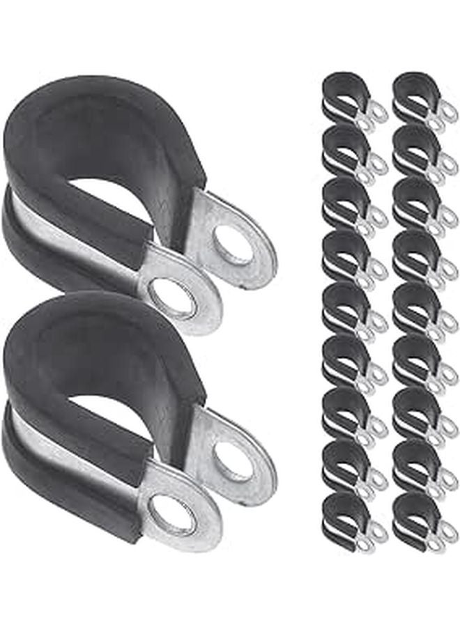 20 Pcs Galvanized Steel Pipe Clamps with Rubber Lining for Hose and Cable Fastening - Image 1
