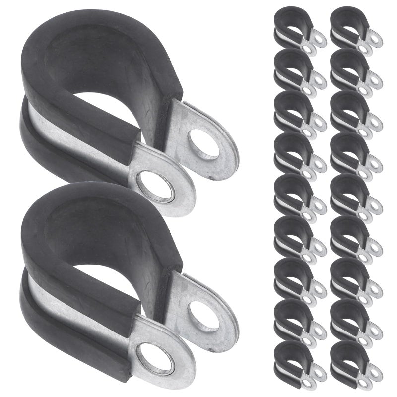 20 Pcs Galvanized Steel Pipe Clamps with Rubber Lining for Hose and Cable Fastening - Image 2