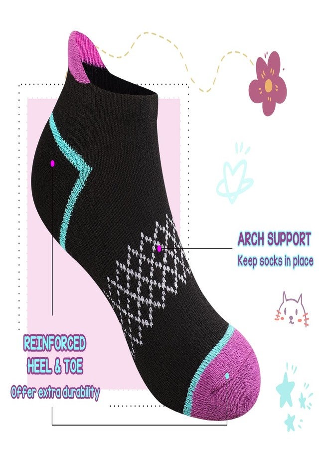 Comfoex 12 Pairs Girls Socks Ankle Athletic Socks Cotton Sports Socks With Cushioned Sole For Big Little Kids - Image 4