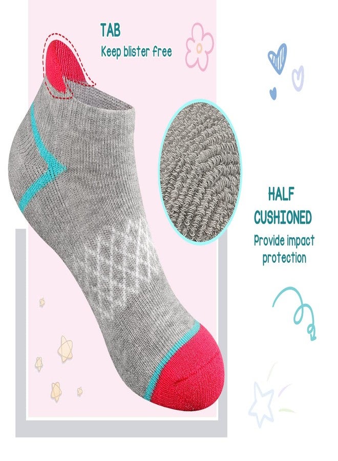 Comfoex 12 Pairs Girls Socks Ankle Athletic Socks Cotton Sports Socks With Cushioned Sole For Big Little Kids - Image 3