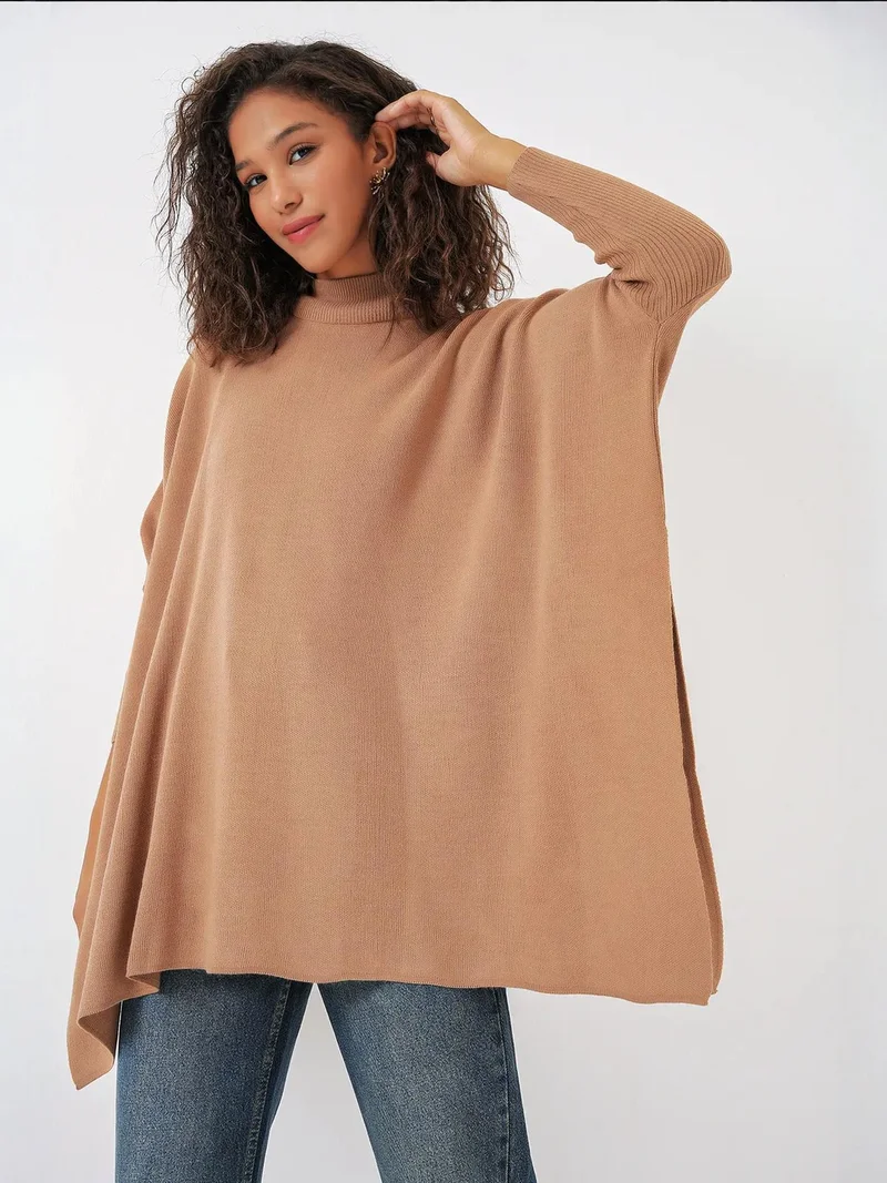Big Dart Beaver Brown BDART Oversized Acrylic Crew Neck Jumper for Women | Best Price UAE