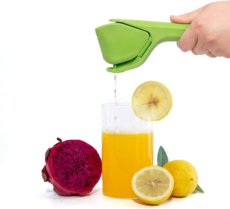 Toxen Lemon Squeezer Manual, Max Juice Extraction Lemon Juicer Squeezer, Easy-to-Use Flat Lemon Lime Squeezer with Leverage to Reduce Effort, Citrus Squeezer with Built-in Strainer (GREEN) - Image 1