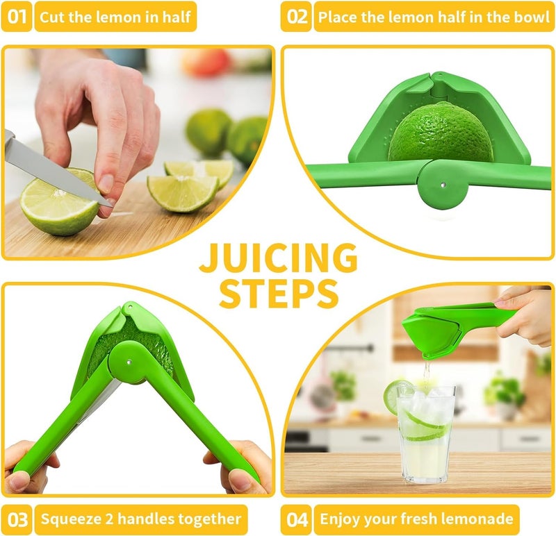 Toxen Lemon Squeezer Manual, Max Juice Extraction Lemon Juicer Squeezer, Easy-to-Use Flat Lemon Lime Squeezer with Leverage to Reduce Effort, Citrus Squeezer with Built-in Strainer (GREEN) - Image 5