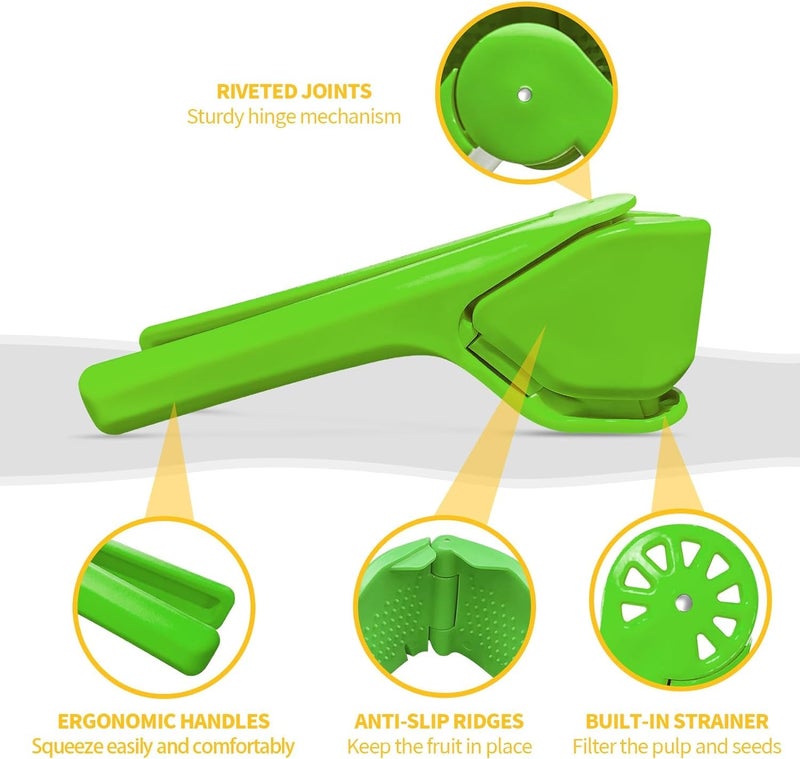 Toxen Lemon Squeezer Manual, Max Juice Extraction Lemon Juicer Squeezer, Easy-to-Use Flat Lemon Lime Squeezer with Leverage to Reduce Effort, Citrus Squeezer with Built-in Strainer (GREEN) - Image 2