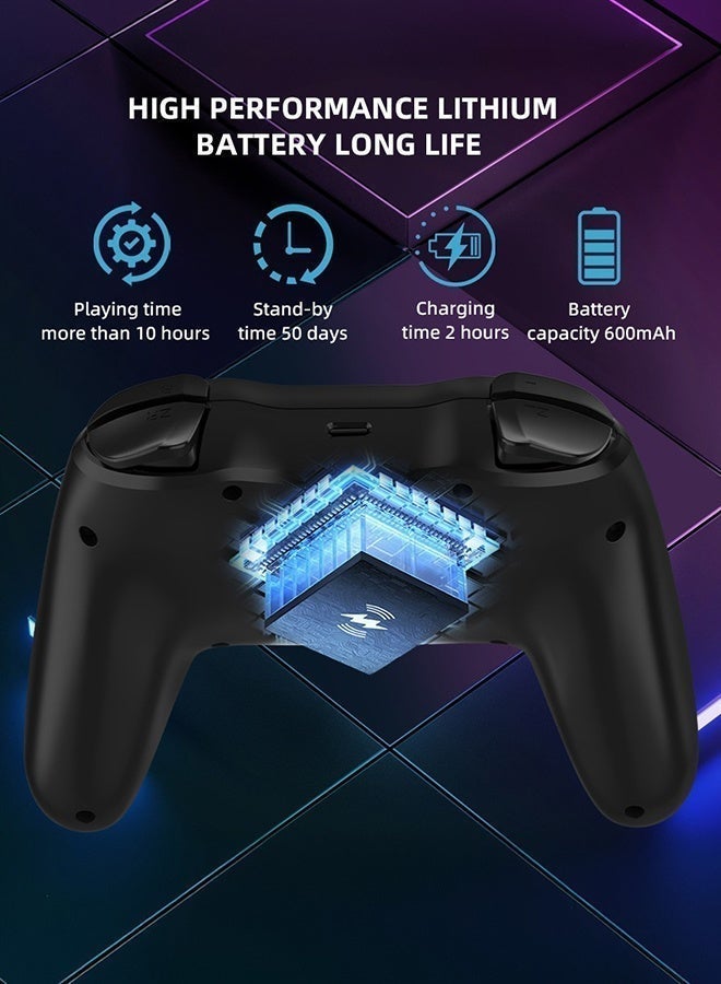 Neyecam Wireless Bluetooth Game Controller with Dual Vibration, 6-Axis Gyro, Turbo, Type-C, Compatible with Nintendo Switch/PS3/PC/Android - Image 5