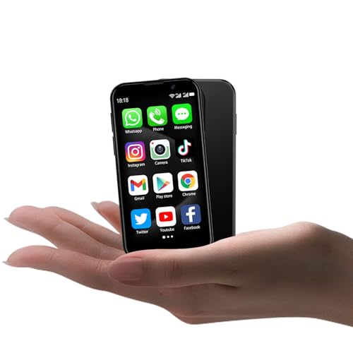 SOYES هاتف سويس ميني - أصغر هاتف في العالم بشاشة تعمل باللمس HD مقاس 3.0 بوصة - هاتف ذكي مدمج مفتوح لنظام أندرويد للأطفال والطلاب - هاتف محمول مزود بمعالج رباعي النواة - شريحتين - تقنية التعرف على الوجه - 2GB+16GB - أسود - Image 1