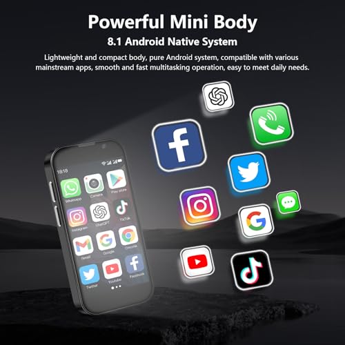 SOYES هاتف سويس ميني - أصغر هاتف في العالم بشاشة تعمل باللمس HD مقاس 3.0 بوصة - هاتف ذكي مدمج مفتوح لنظام أندرويد للأطفال والطلاب - هاتف محمول مزود بمعالج رباعي النواة - شريحتين - تقنية التعرف على الوجه - 2GB+16GB - أسود - Image 5