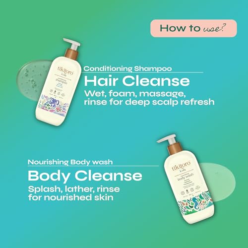 Tikitoro Kids Daily Essentials Combo,100% Vegan Nourishing Body Wash & Conditioning Shampoo, No Parabens & Sulphates (Age: 4+ Years) (300 ml x 2) - Image 5
