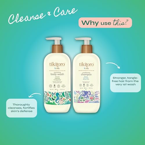 Tikitoro Kids Daily Essentials Combo,100% Vegan Nourishing Body Wash & Conditioning Shampoo, No Parabens & Sulphates (Age: 4+ Years) (300 ml x 2) - Image 2