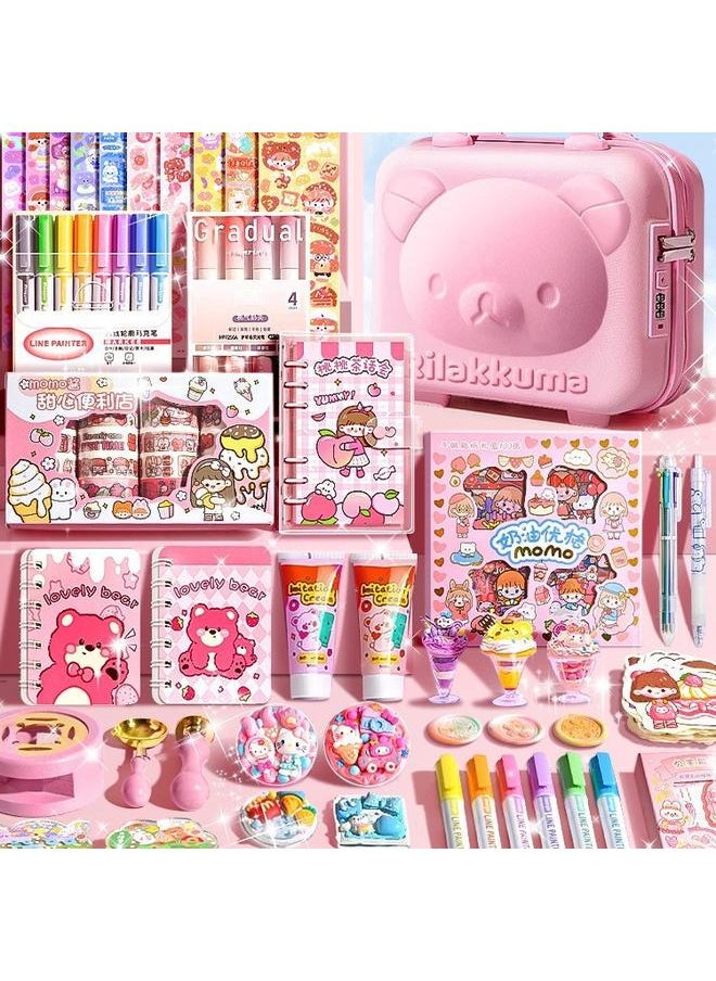 Bluejw - Hand Account Suit Gift Box Hand Account Book Girl's Cute Toy Hand Account Book Girl's Children's Stationery June 1 Children's Day Full - Image 1