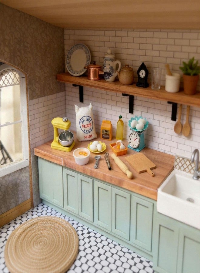 CHAMBERY 1:12 Scale Miniature Dollhouse Kitchen Baking Accessories - Flour, Rolling Pin, Stand Mixer, Scale - Image 3