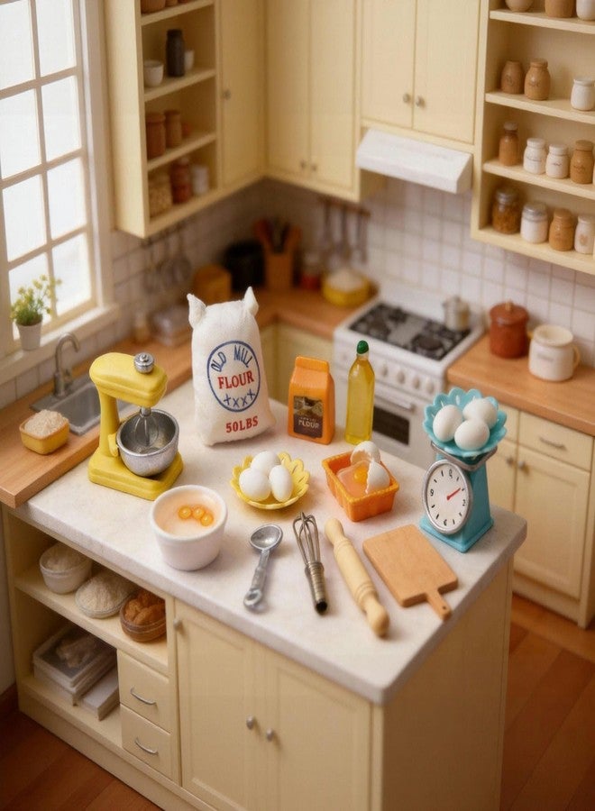CHAMBERY 1:12 Scale Miniature Dollhouse Kitchen Baking Accessories - Flour, Rolling Pin, Stand Mixer, Scale - Image 4