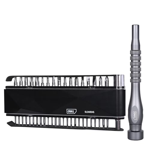 Deli DL240045 45 Pc Screwdriver Set Magnetic Screwdriver with 42 Bits 2 Adaptors 1 Handle Storage Box & Pouch Multipurpose Precision Repair Toolkit for Repair DIY Carpentry Electric (Set of 1) - Image 1