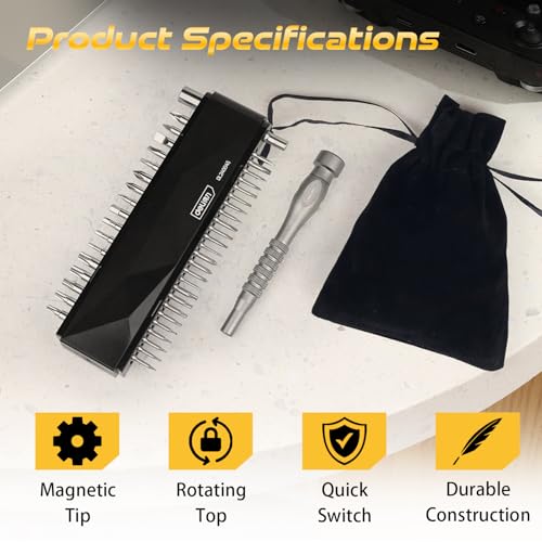 Deli DL240045 45 Pc Screwdriver Set Magnetic Screwdriver with 42 Bits 2 Adaptors 1 Handle Storage Box & Pouch Multipurpose Precision Repair Toolkit for Repair DIY Carpentry Electric (Set of 1) - Image 3