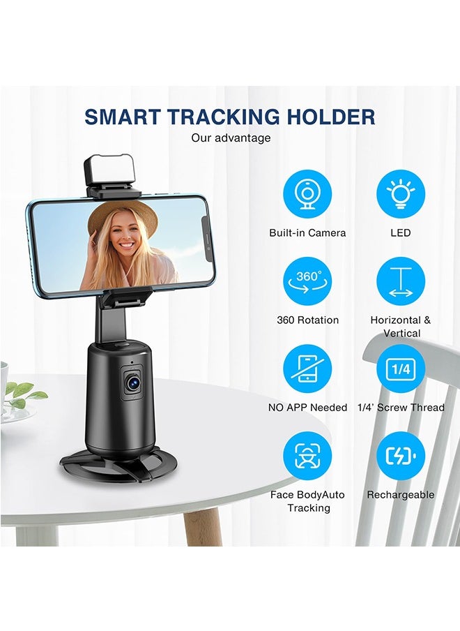 Generic - Auto Face Tracking Tripod 360° Rotating Auto Tracking Phone Stand, No App, Phone Camera Stand with Remote and Gesture Control, Rechargeable Smart Shooting Stand for Live Video Recording Tiktok（Black） - Image 1