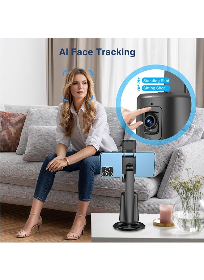 Generic - Auto Face Tracking Tripod 360° Rotating Auto Tracking Phone Stand, No App, Phone Camera Stand with Remote and Gesture Control, Rechargeable Smart Shooting Stand for Live Video Recording Tiktok（Black） - Image 1
