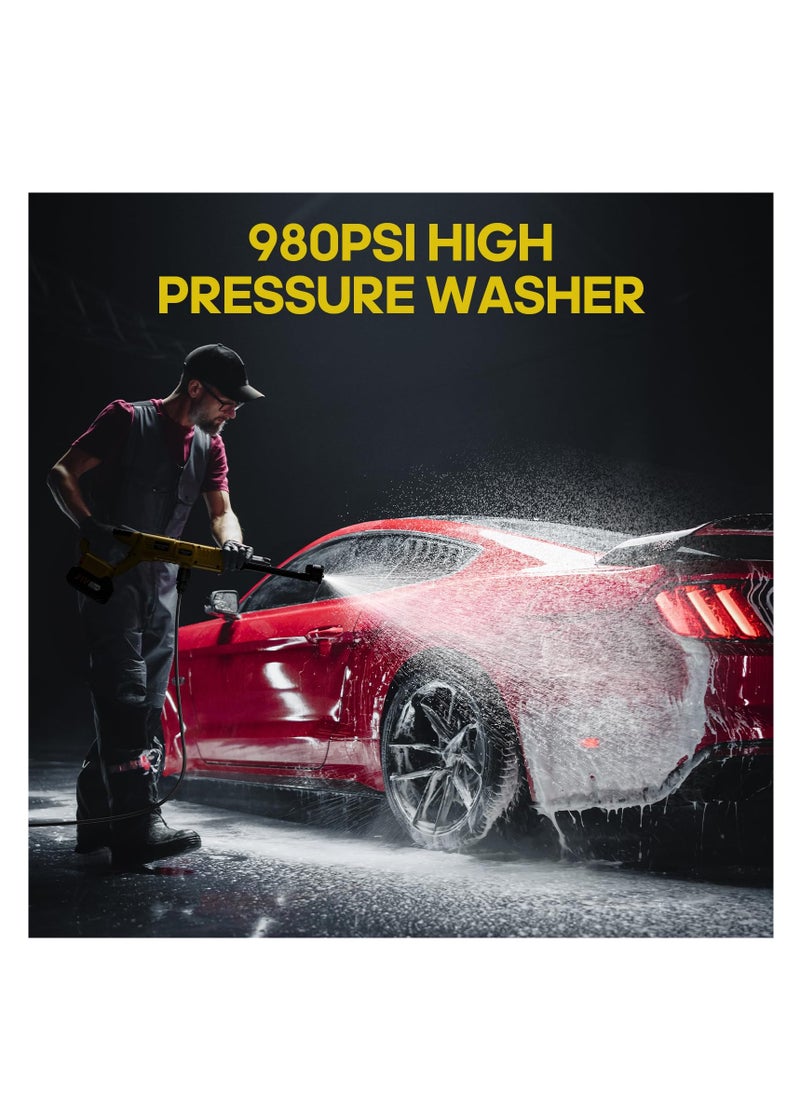 ZLH HITY - Cordless Pressure Washer - 980 PSI Portable Power Washer with 4.0AH Rechargeable Battery, 21V Battery Powered Pressure Washer, Turbo Nozzle, Battery Pressure Washer for Cars - Image 1