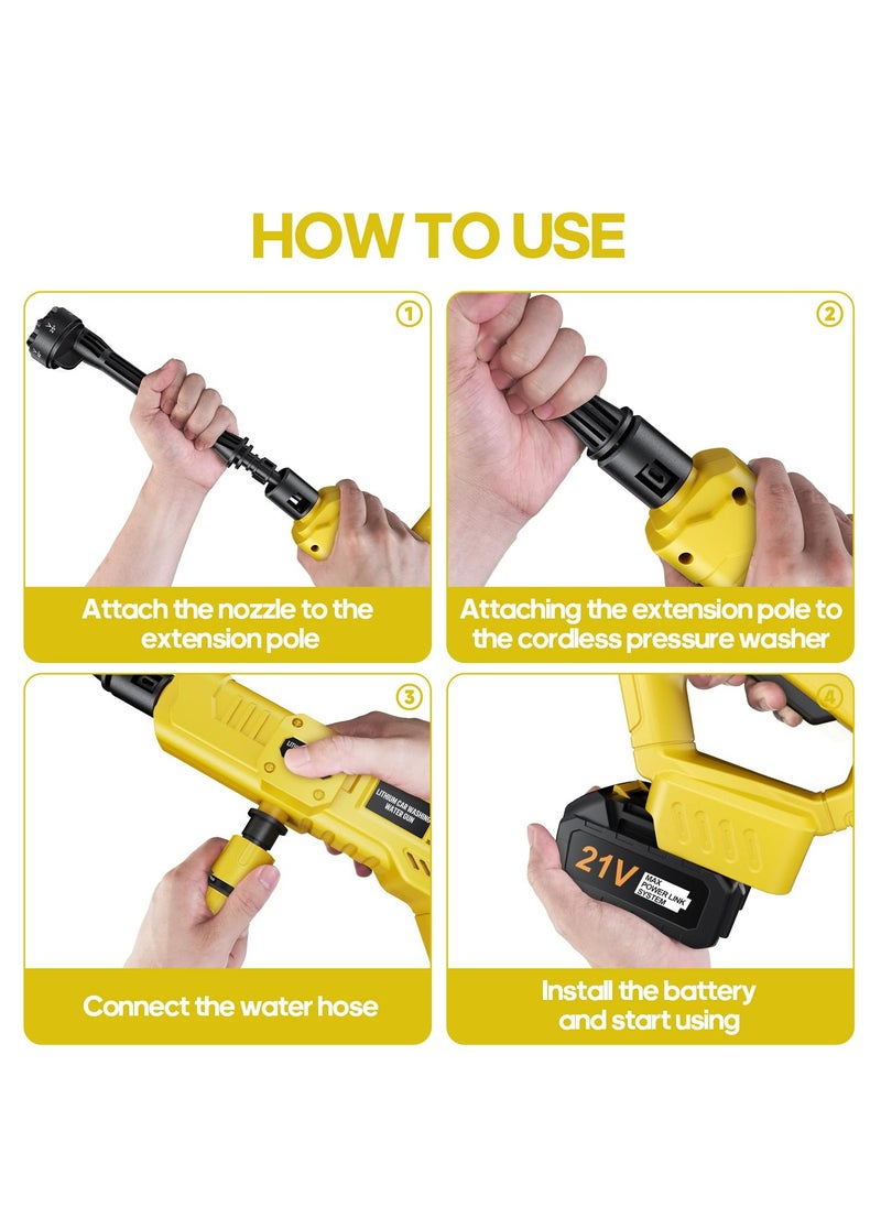 ZLH HITY - Cordless Pressure Washer - 980 PSI Portable Power Washer with 4.0AH Rechargeable Battery, 21V Battery Powered Pressure Washer, Turbo Nozzle, Battery Pressure Washer for Cars - Image 1