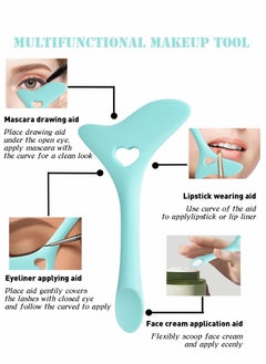 Excefore Eyeliner Stencils Wing Tips, Cat Stencil Molds Pads Silicone Aid Marscara Drawing Aid, Face Cream, Easy Makeup Tool, Resusable Applicator Tool, Blue  - Image 2