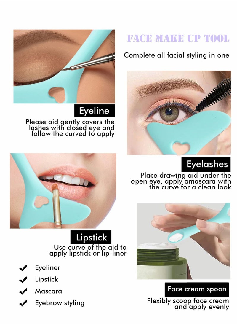Excefore - Eyeliner Stencils Wing Tips, Cat Stencil Molds Pads Silicone Aid Marscara Drawing Aid, Face Cream, Easy Makeup Tool, Resusable Applicator Tool, Blue - Image 1