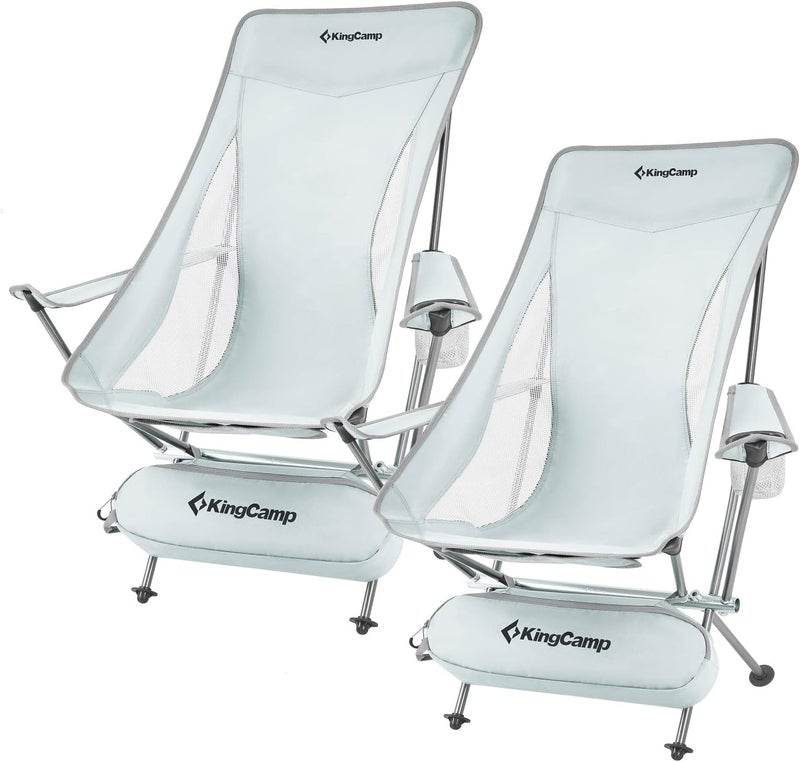 KingCamp كراسي تخييم مدمجة من كينغ كامب للبالغين 2 حزمة خفيفة الوزن عالية الظهر قابلة للطي كراسي حديقة محمولة خفيفة الوزن مع مسند ذراع، جيب جانبي، مسند رأس، حقيبة حمل، تدعم 265 رطل - Image 1