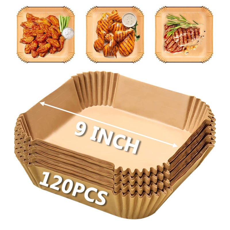Air Fryer Parchment Paper Liners for COSORI 6Qt and Ninja 5QT AF141 9 Inch 120Pcs Air Fryer Disposable Paper Liners for 58QT Basket NonStick Air Fryer Paper Pads Oil Resistant