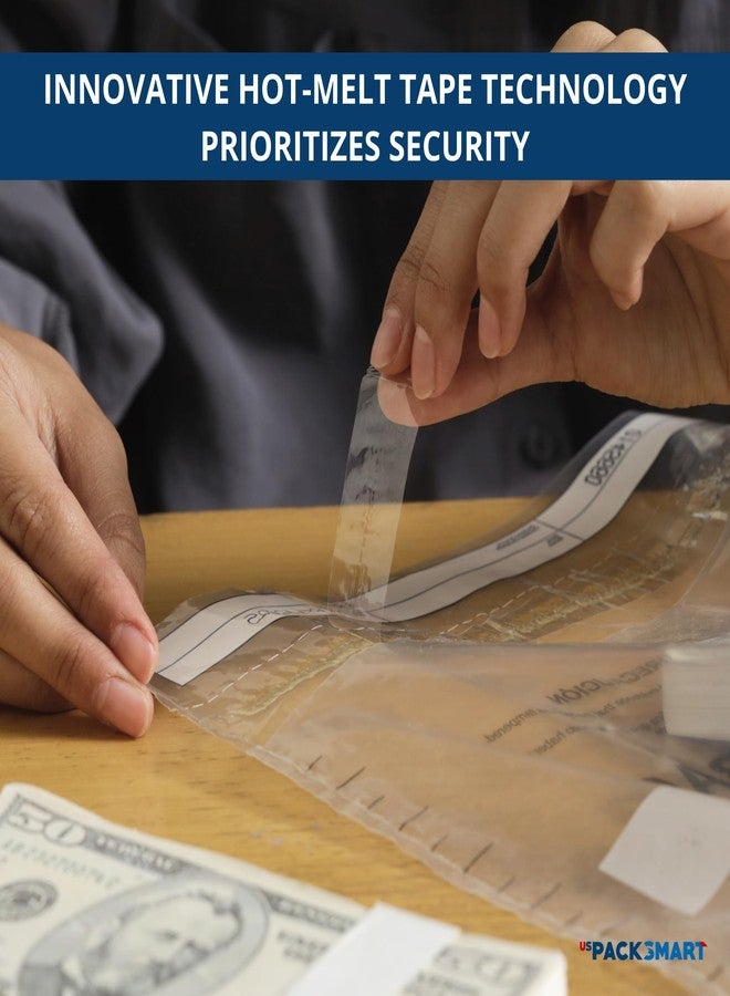 US PACK SMART Clear Plastic Deposit Bags 9"x12" | Secure Bank Deposits, Cash Handling or Safe Currency Transportation | Sequential Barcodes | Tamper-Evident | Tear-Off Receipt for Security | 100-Pack - Image 5