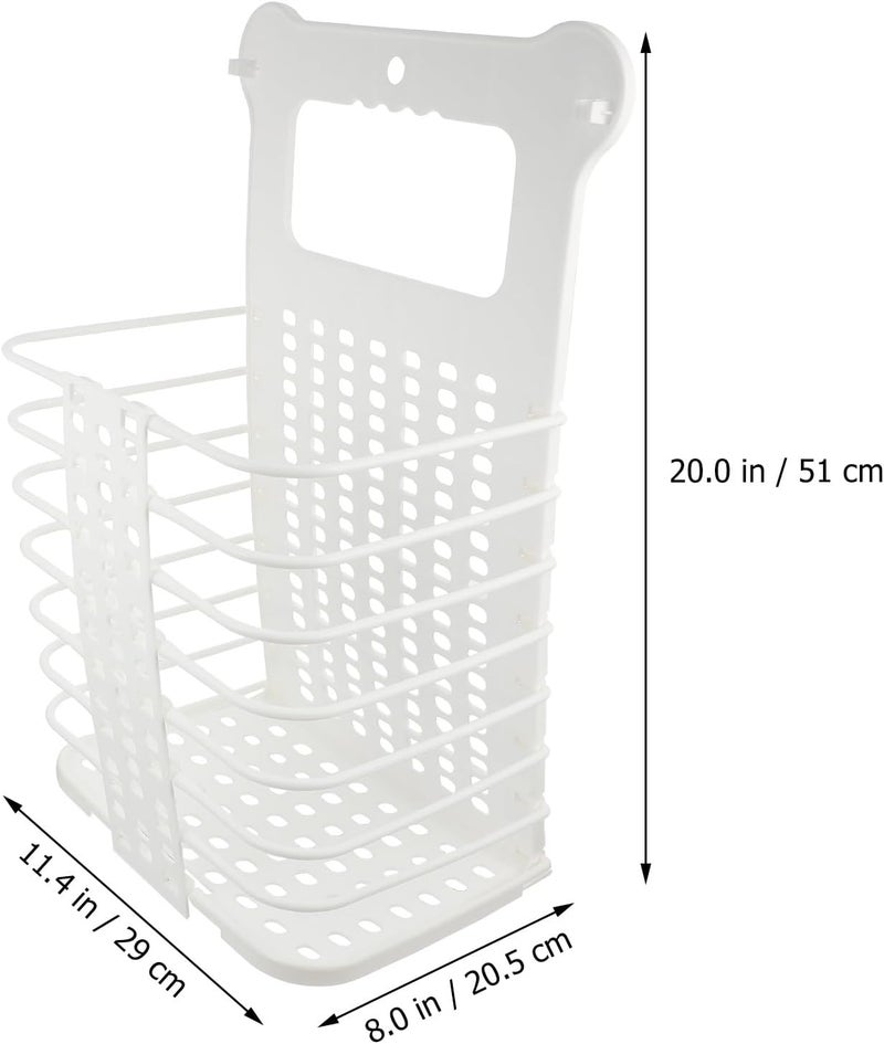 Kichvoe Foldable Hanging Laundry Basket Large White Wall-mounted Dirty Clothes Storage Basket Bathroom Organizer Home Laundry Hamper - Image 2
