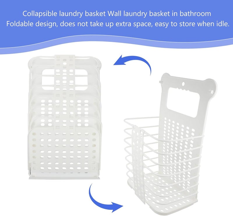 Kichvoe Foldable Hanging Laundry Basket Large White Wall-mounted Dirty Clothes Storage Basket Bathroom Organizer Home Laundry Hamper - Image 3